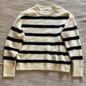 American Eagle Outfitters Black and Cream Striped Sweater